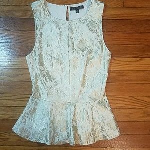 White and Gold peplum top