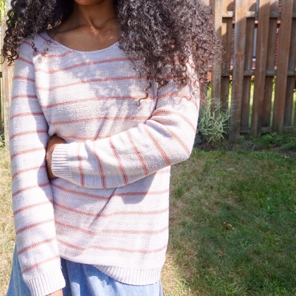 Pink Rose Sweaters - Pink.Rose Horizontal Stripes Knit Sweater