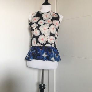 Floral large Zara sleeveless peplum top