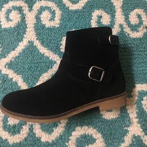 NWOT Lucky brand black suede booties. 8.5