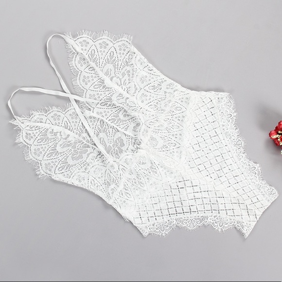 'Sara' White Lace Bodysuit - Picture 7 of 7