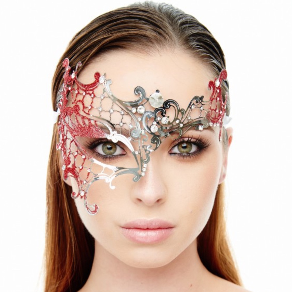 Phantom of the Opera Inspired Silver & Red Mask
