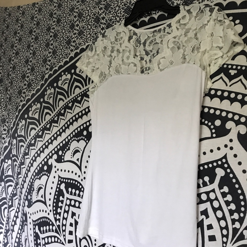 Shoulder Laced, White Fitted V-Neck