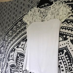 Shoulder Laced, White Fitted V-Neck