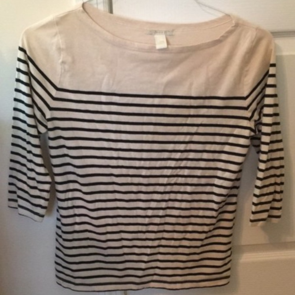 striped quarter sleeve top
