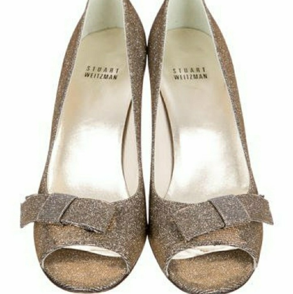 Stuart Weitzman iridescent BOWOVER peep-toe👠 - Picture 1 of 5