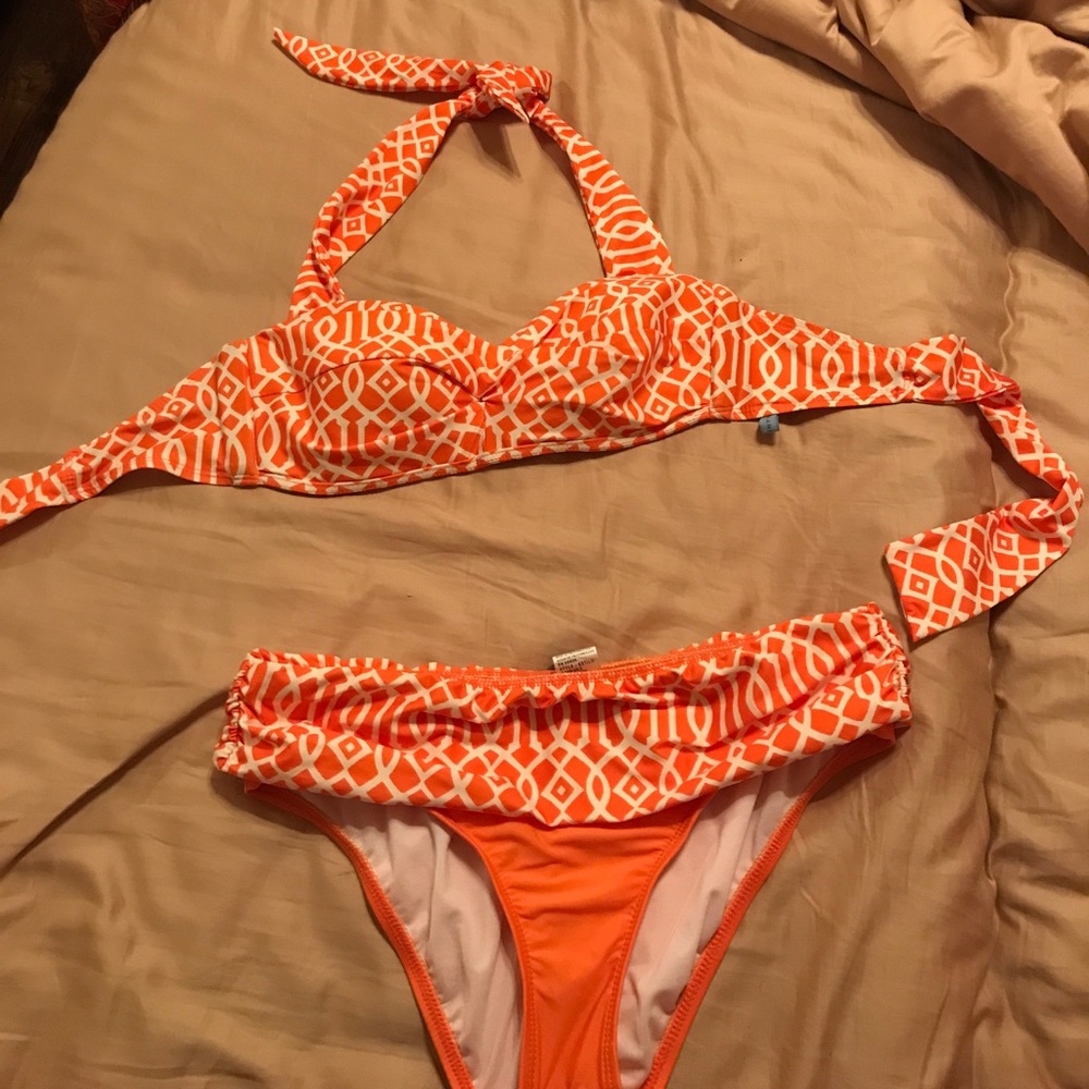 Macy's Orange bikini. top is med bottoms are sm