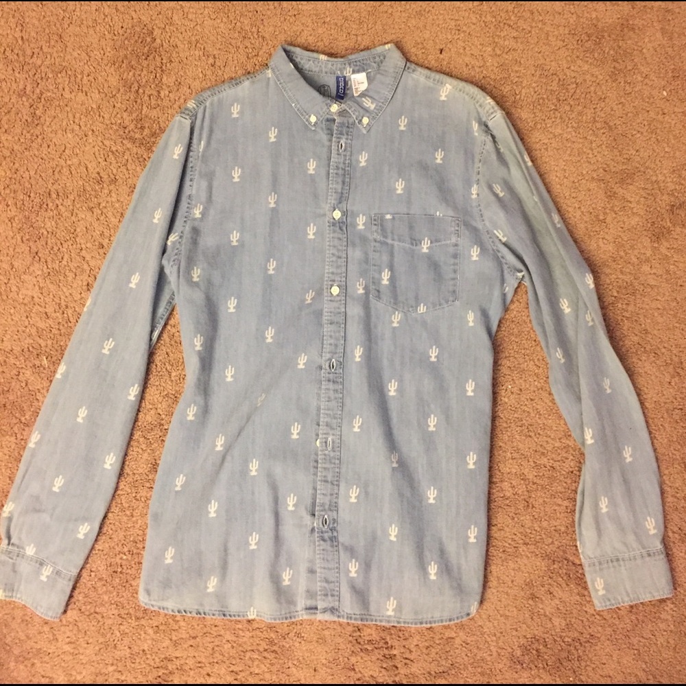 H&M cactus print button down