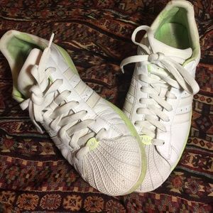 ~Slightly worn White and Light green Adidas~
