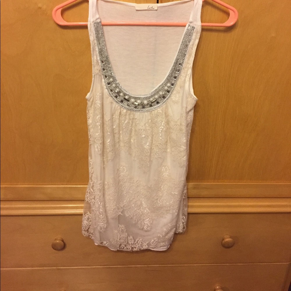 Nordstrom Lace and Beaded Tank Top