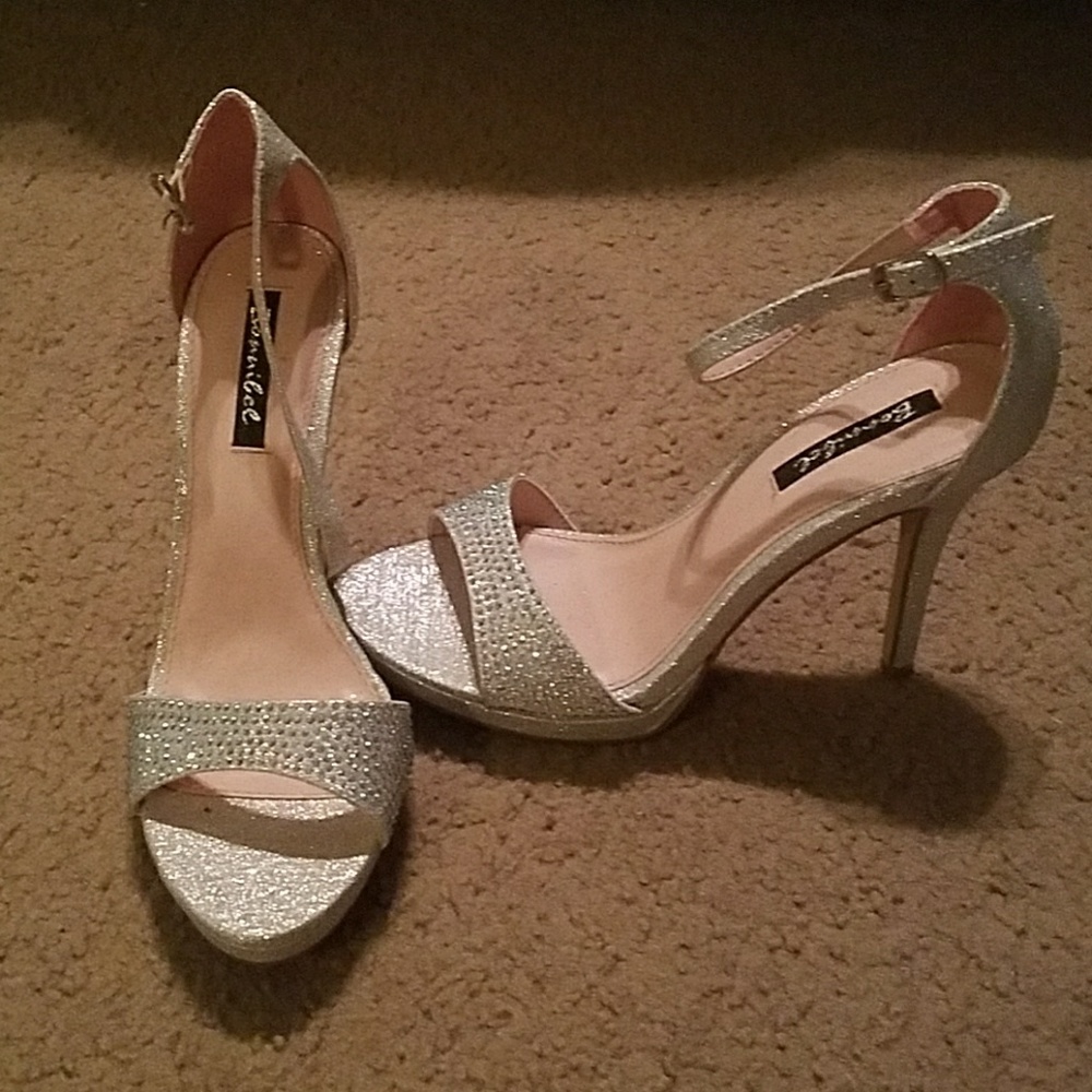 Silver with sequin heels