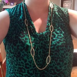 Kendra Scott green and gold necklace