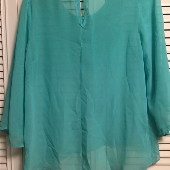 Teal sheer high-low shirt - Picture 2 of 2