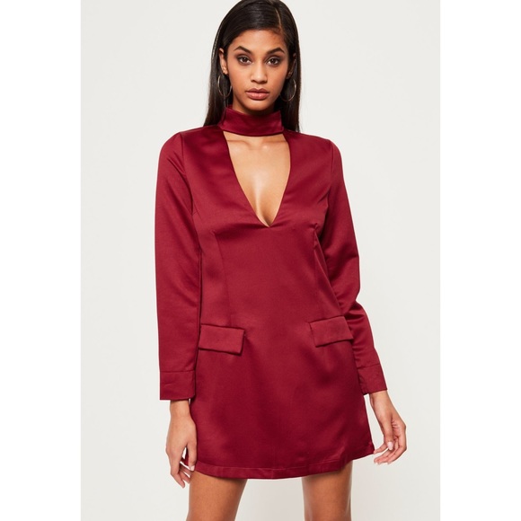 Missguided Dresses & Skirts - Choker Plunge V Neck Slip Dress Size 6