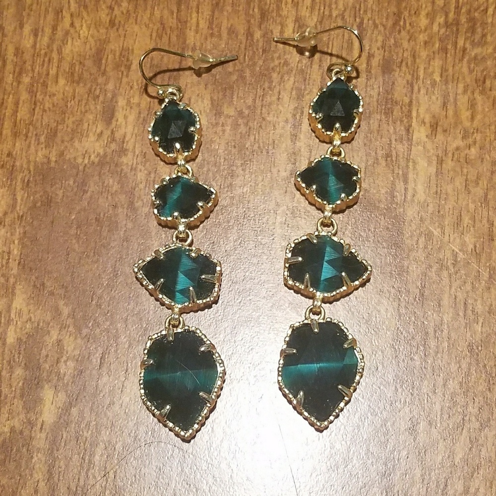 Kendra Scott green and gold earrings