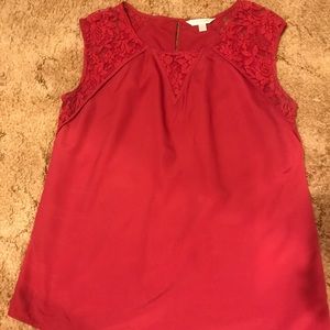 Pink top with lace on sleeves