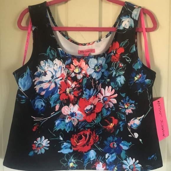 Betsey Johnson Tops - ⚡️SOLD! Betsey Johnson floral crop tank Sz 14 A
