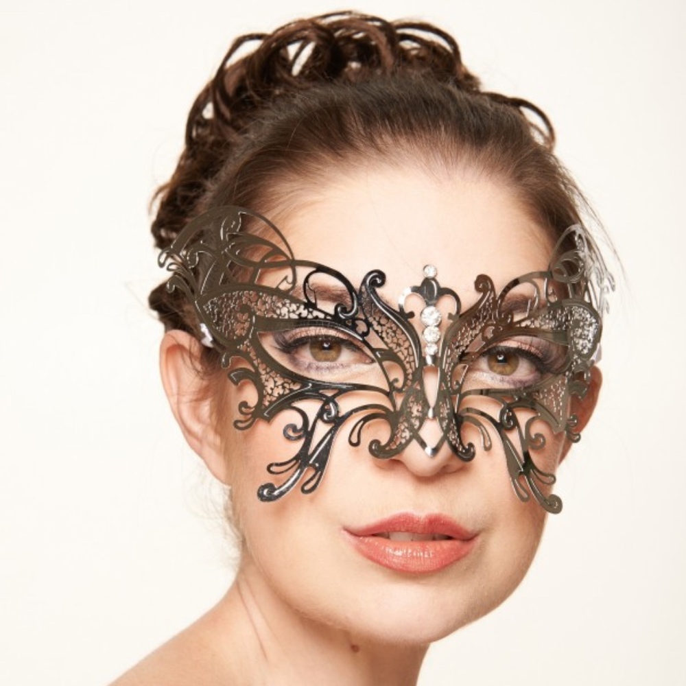 Silver Winged Butterfly Designed Laser Cut Mask