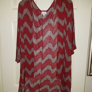 Lularoe Lindsay kimono size small burgundy & gray