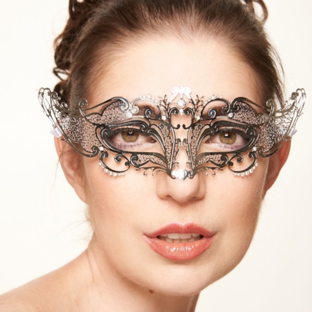 Silver Luxurious Crown Laser Cut Masquerade Mask