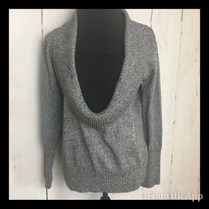 Cowl neck sweater w/ faux cami.