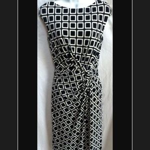 Ralph Lauren black and white ruched dress. Size 2.