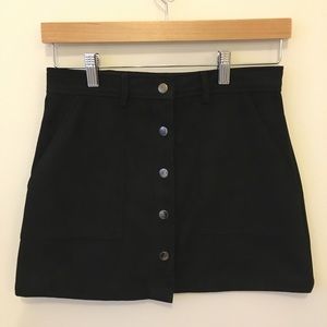 Buttoned Faux Suede Skirt