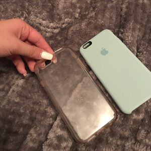 Clear speck case and teal apple case
