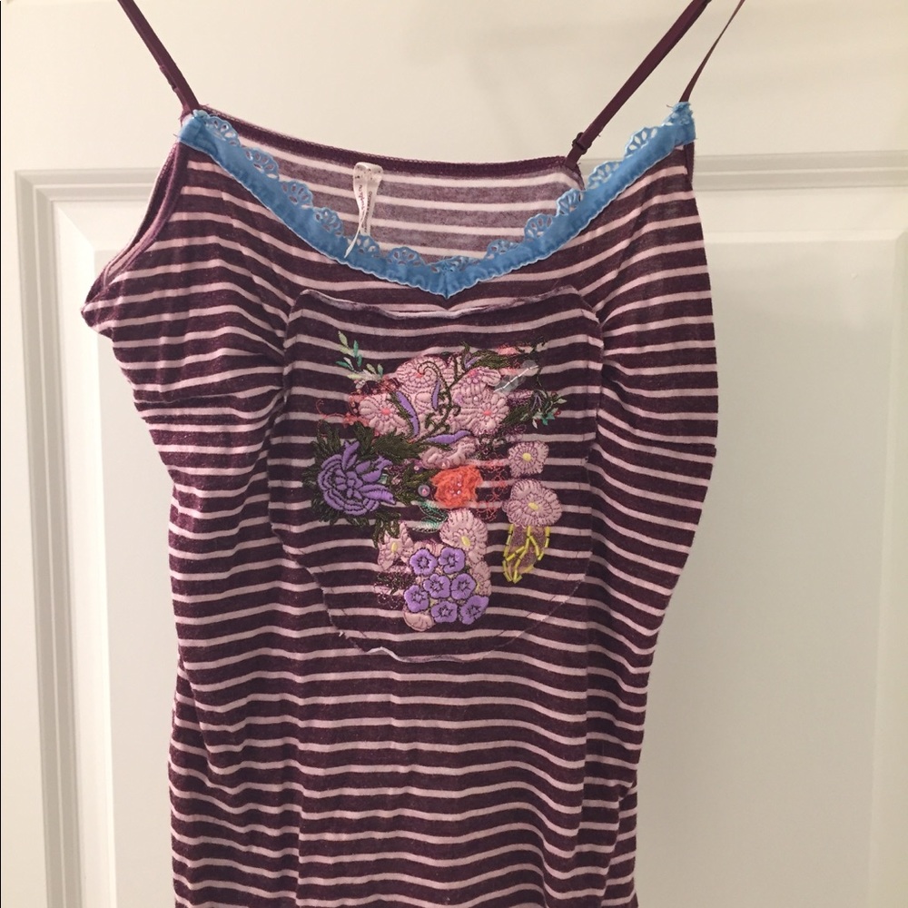 Free people floral embroidered tank