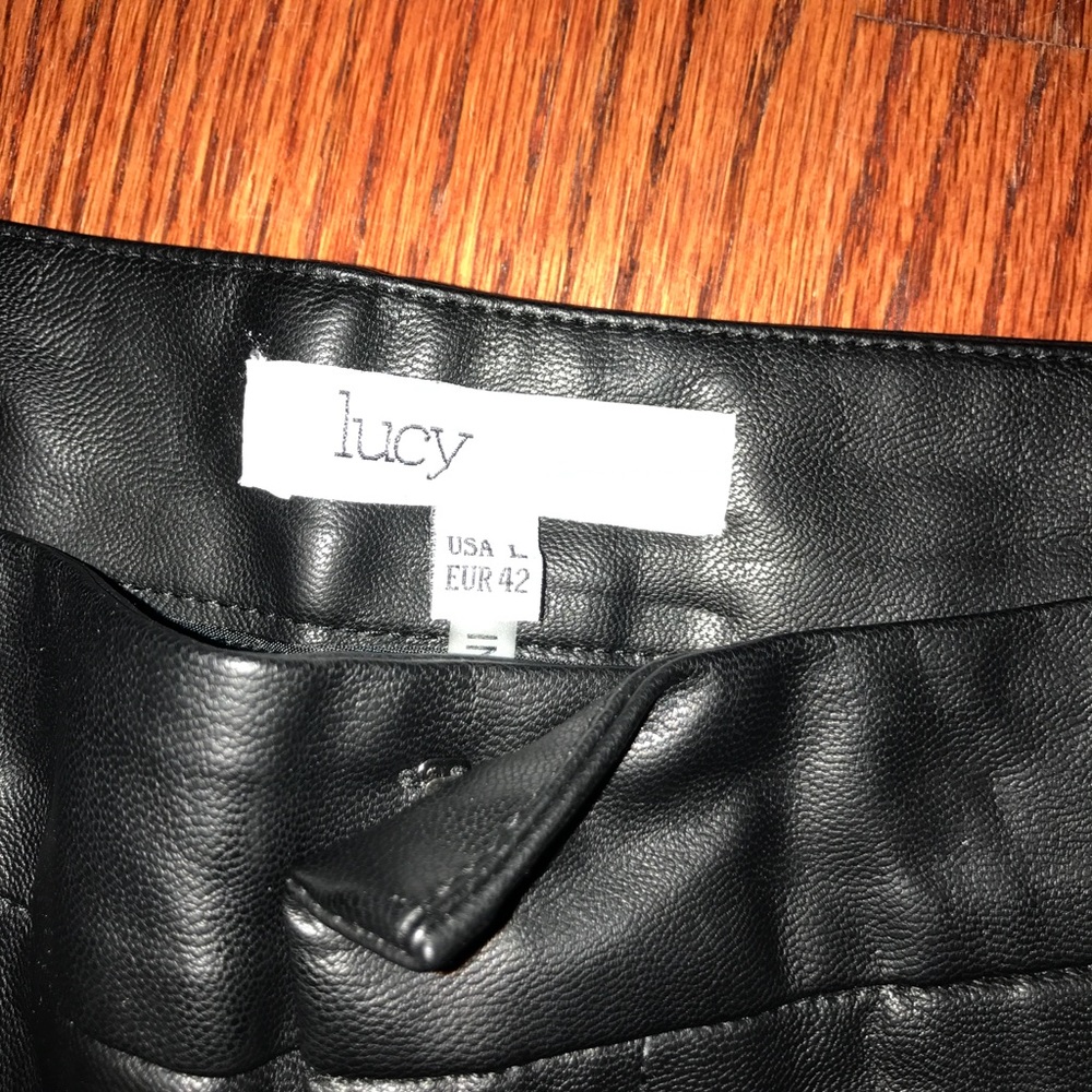 Black leather legging.