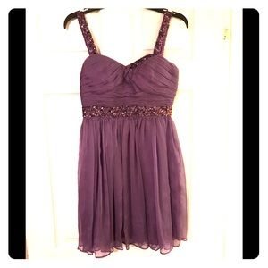Purple sheer and sequin dress