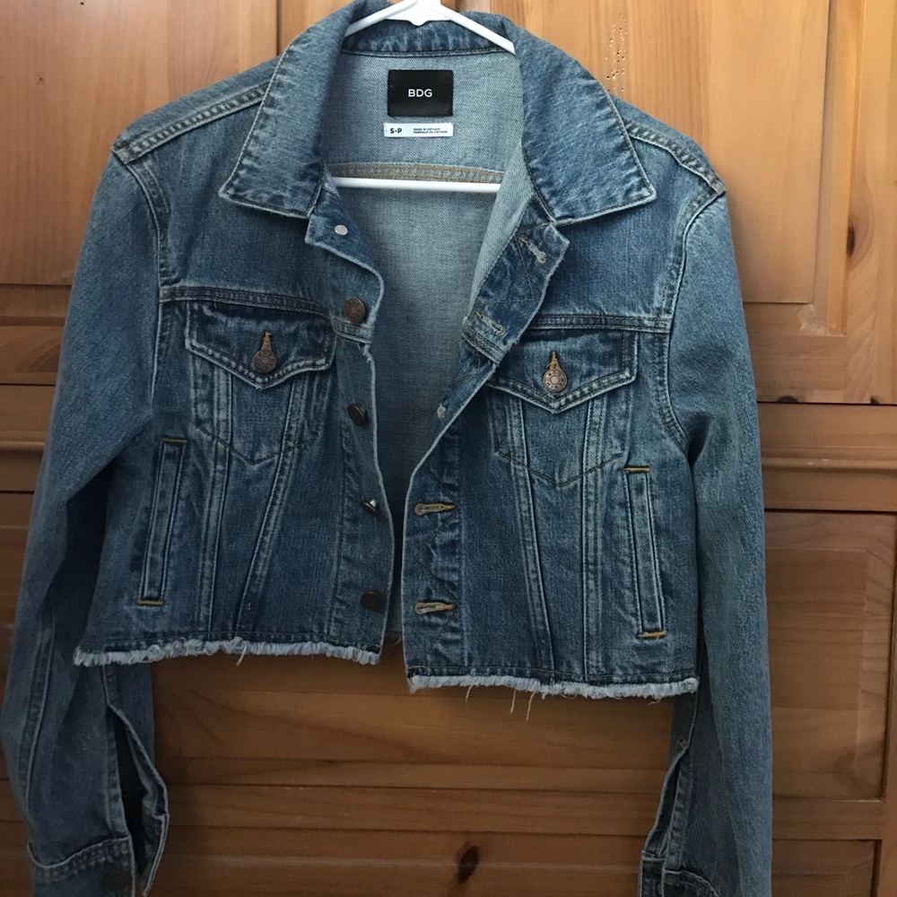 Urban Outfitters Raw Edge Cropped Denim Jacket