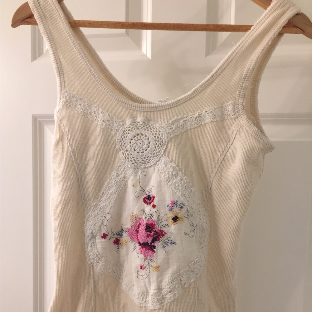 Free people embroidered floral tank