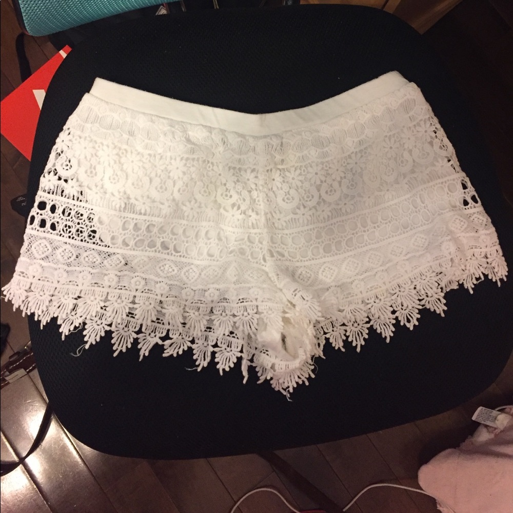 White H&M Crochet Shorts