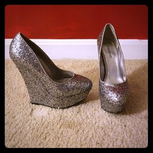 BEBE Glitter wedge heel (final Sale)