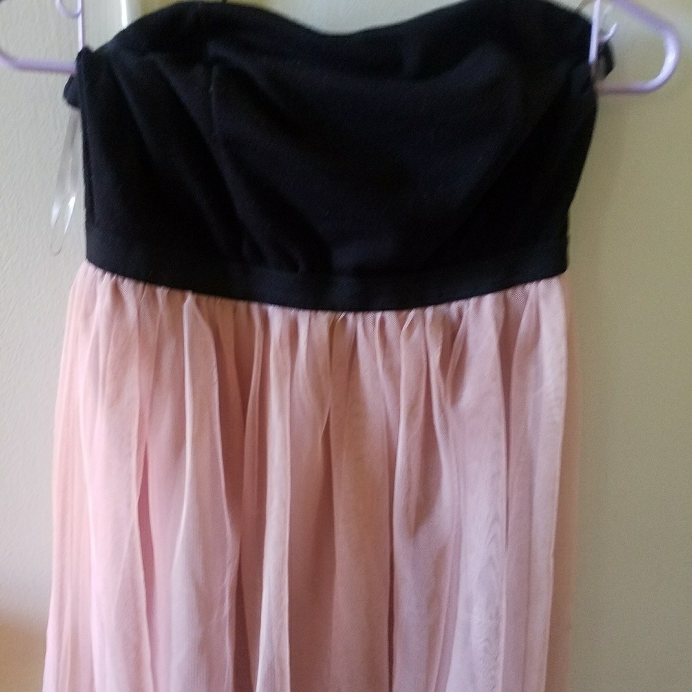 Pink and black  tutu style, strapless dress