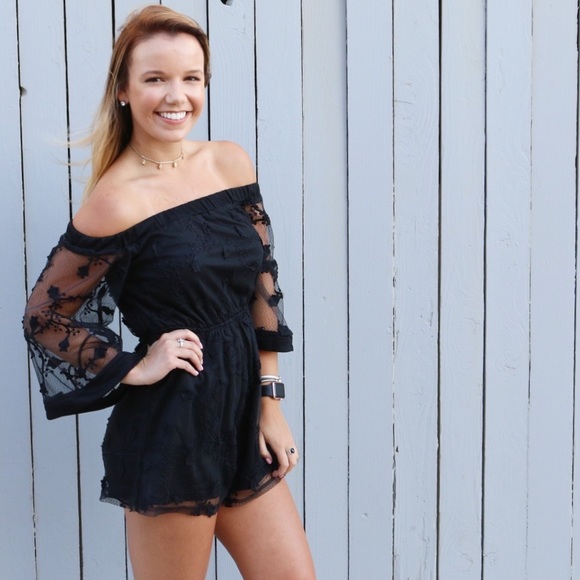 Pants - black lace romper