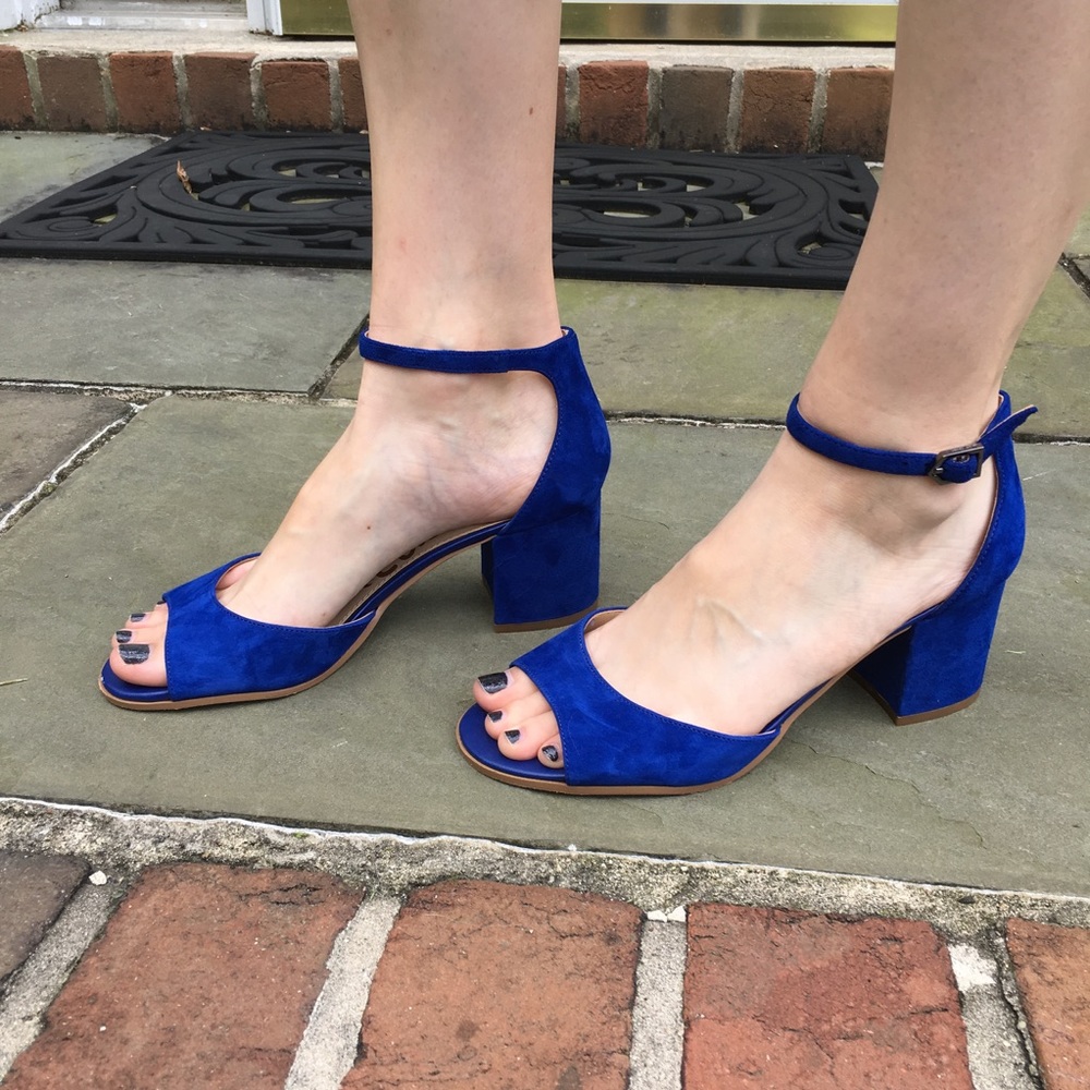 Sam Edelman Low Peeptoe Heels with Ankle Strap