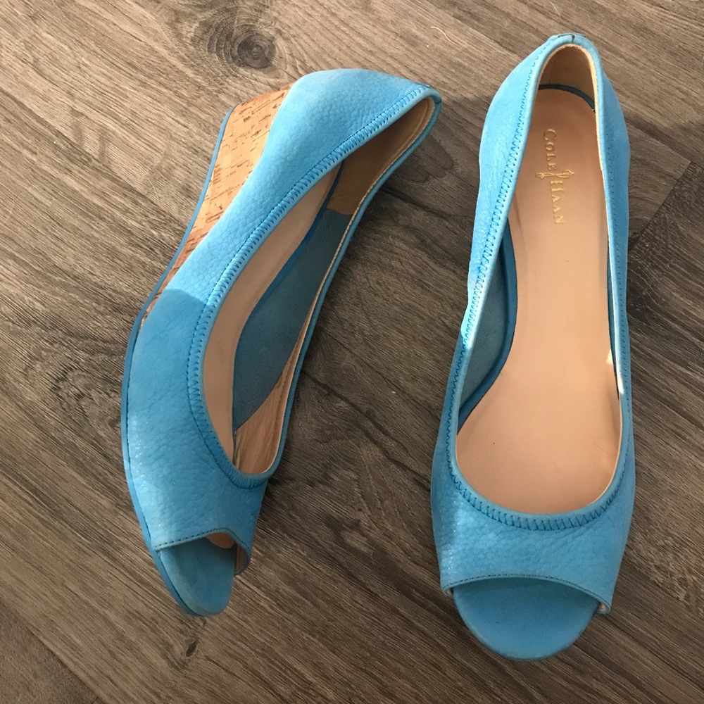 Cole Haan wedge peep toe heels
