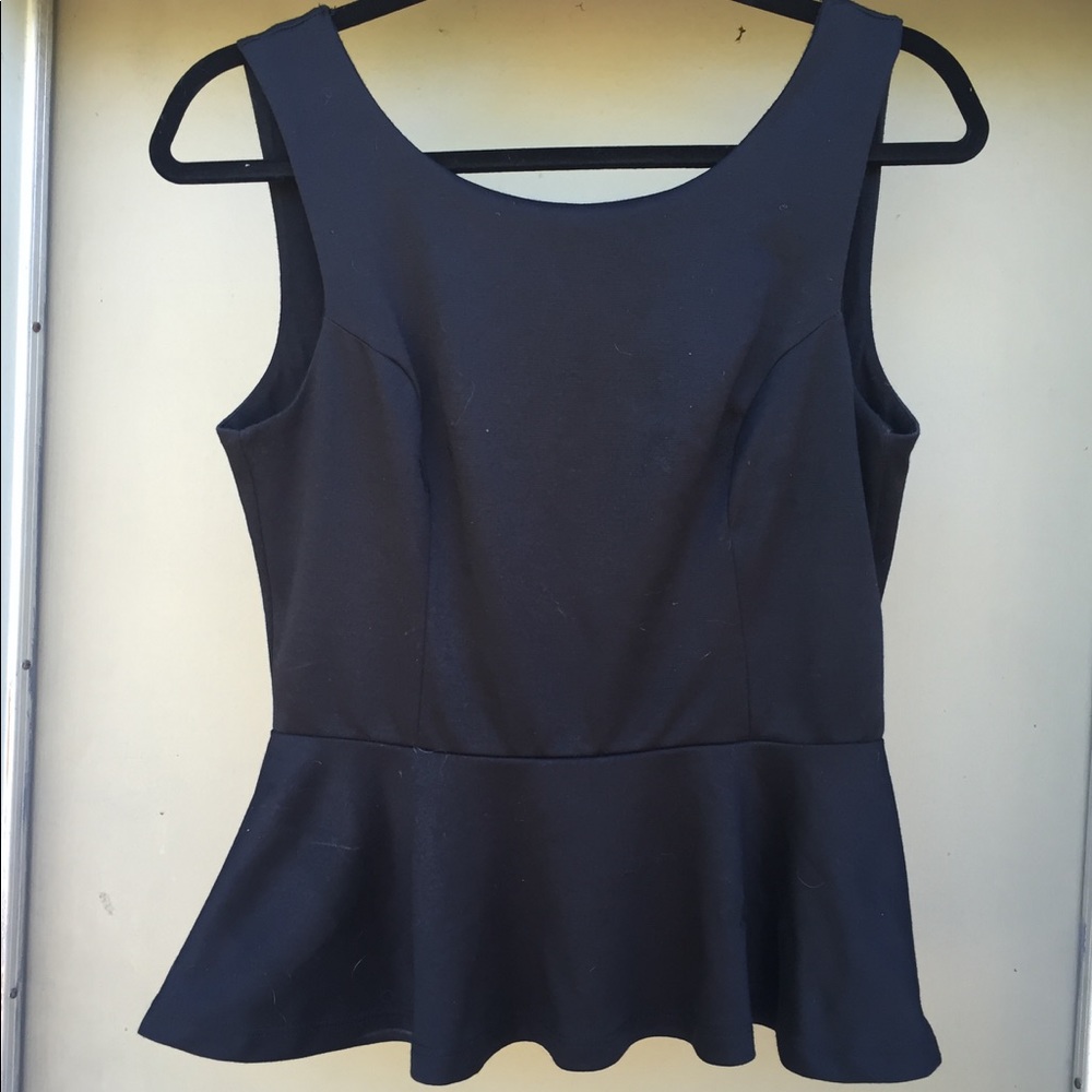 Black peplum tank top with low back