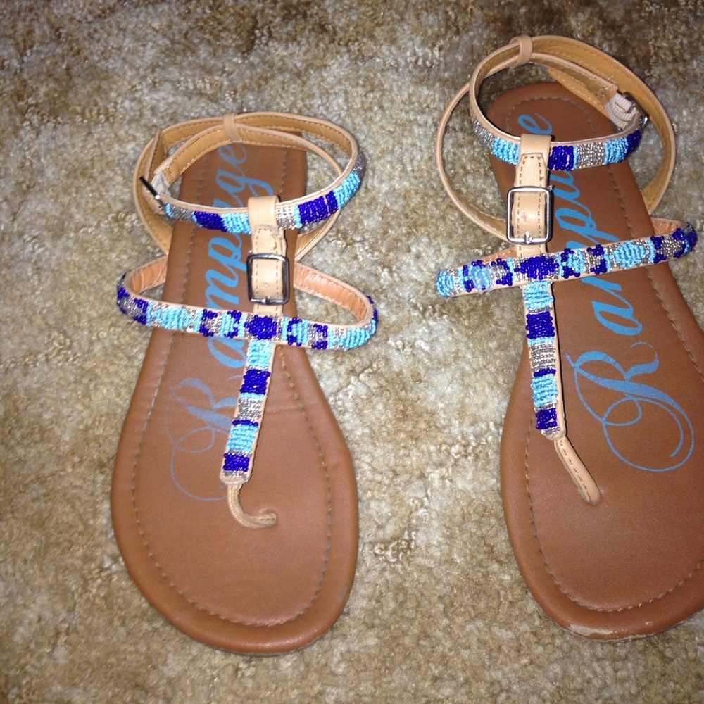 Blue beaded sandals