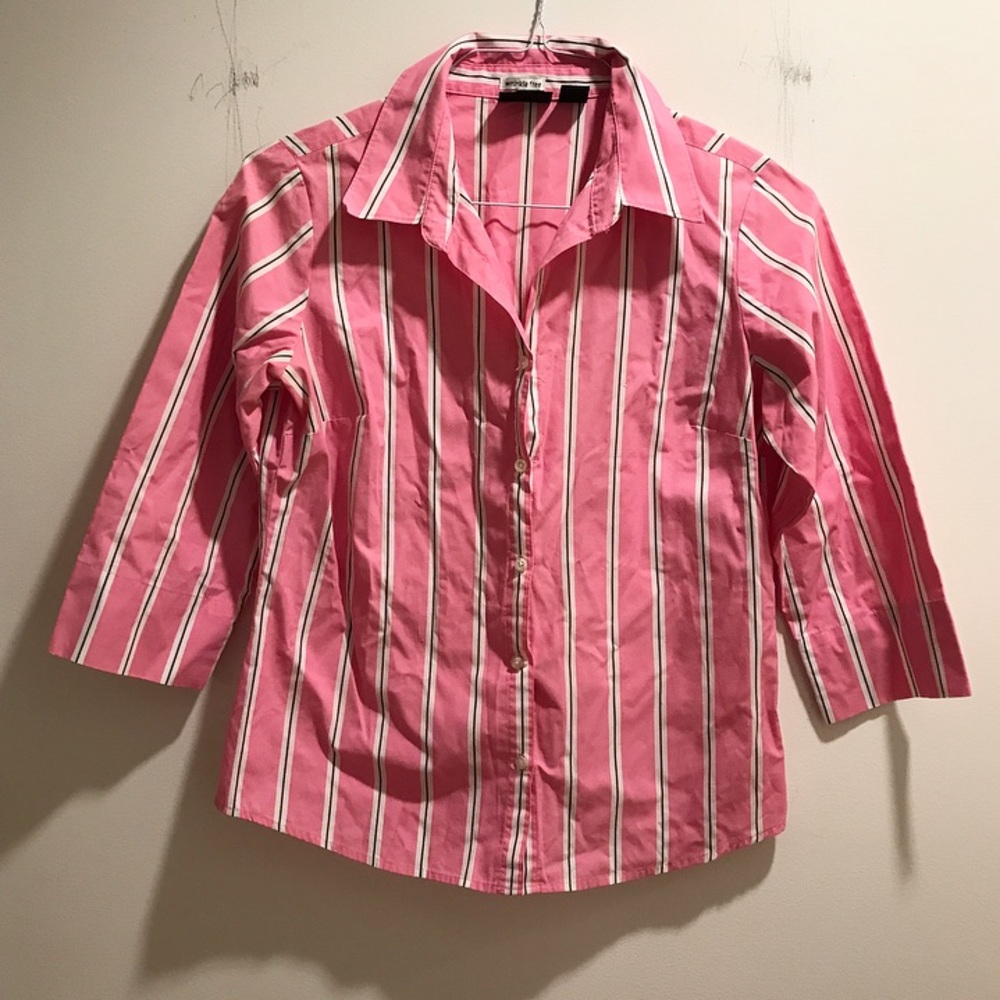 Preppy pink & purple striped button-down shirt