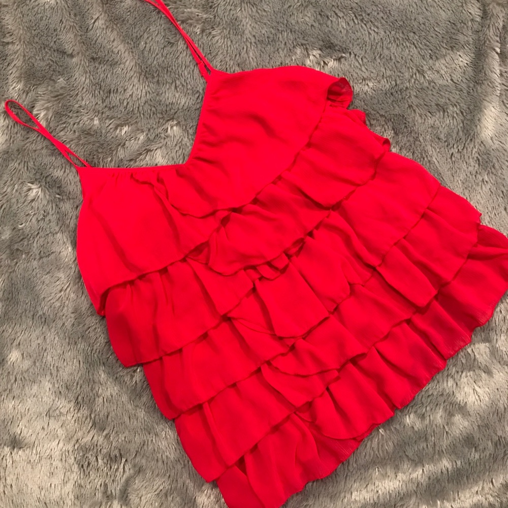 H&M Orange - Red Layered Flounce Cami Top tank