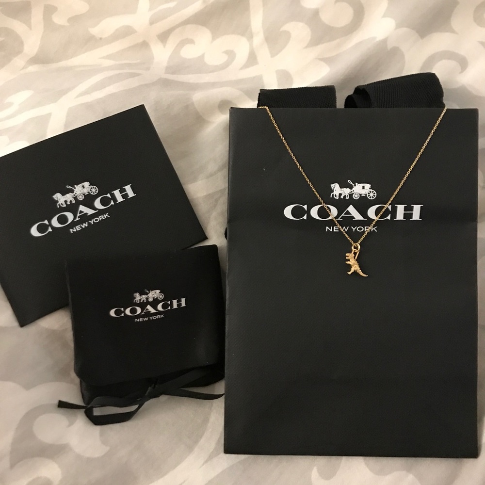 COACH rexy 18k gold necklace