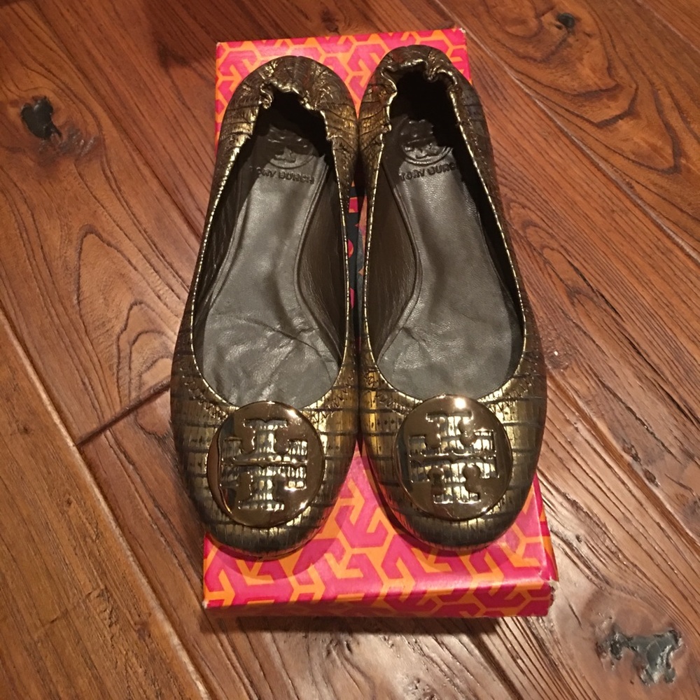 Tory Burch Bronze Reva Flats