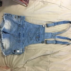 Jean shorts overalls.