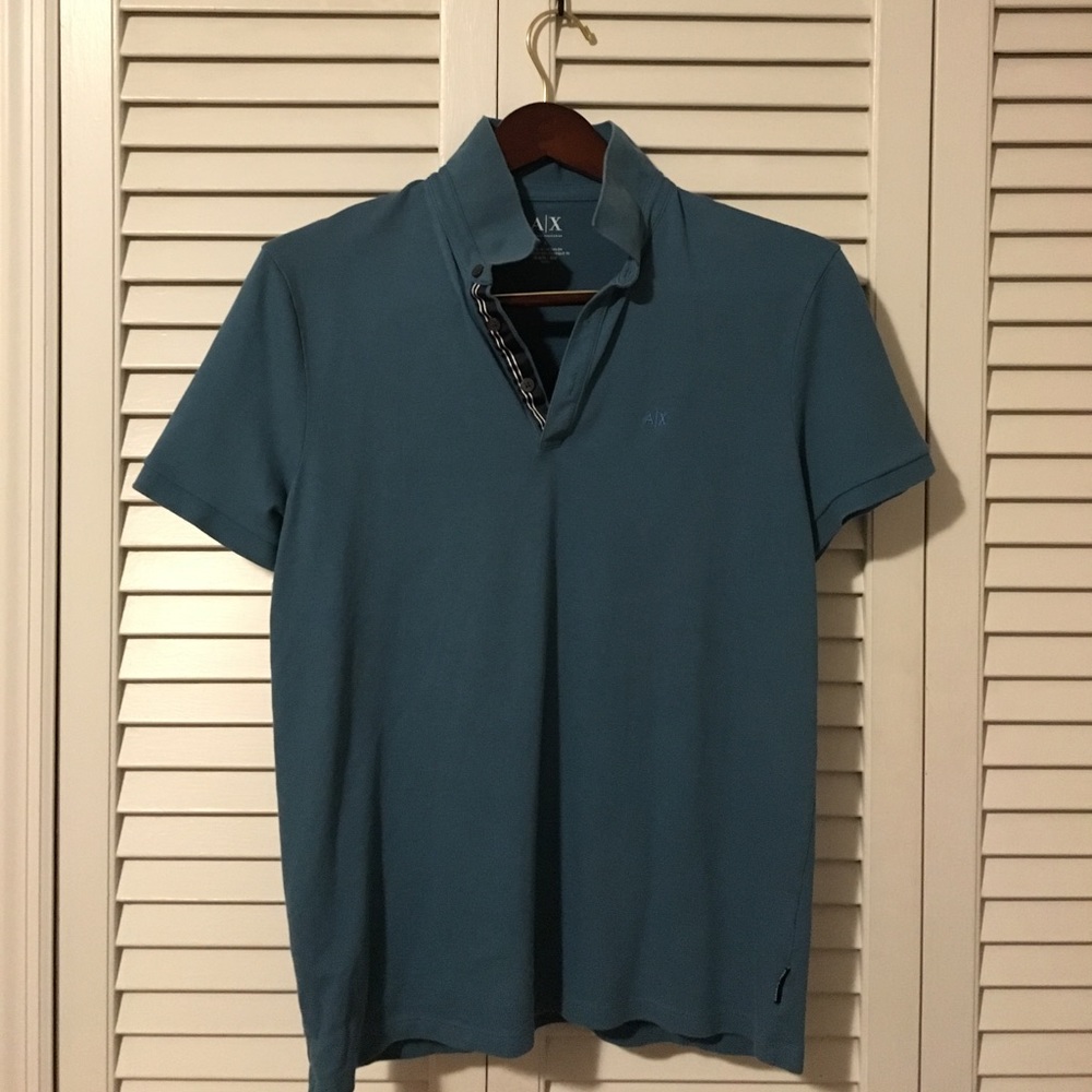 Men's Armani exchange blue slim-fitting polo
