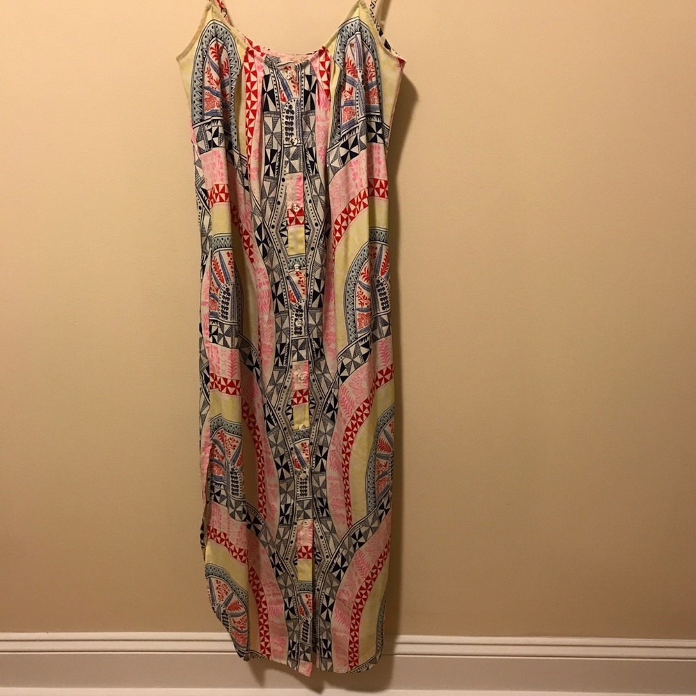 Abstract neon print slit dress Mara Hoffman