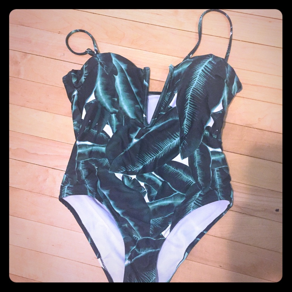 Tropical low cut one piece swim