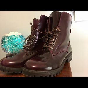Mia Maroon/Brown Combat Boots